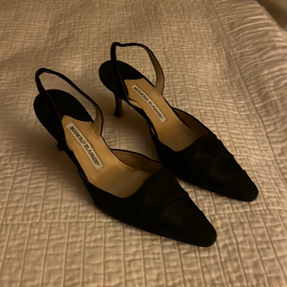 Manolo Blahnik Fabric Kitten Heels Vintage